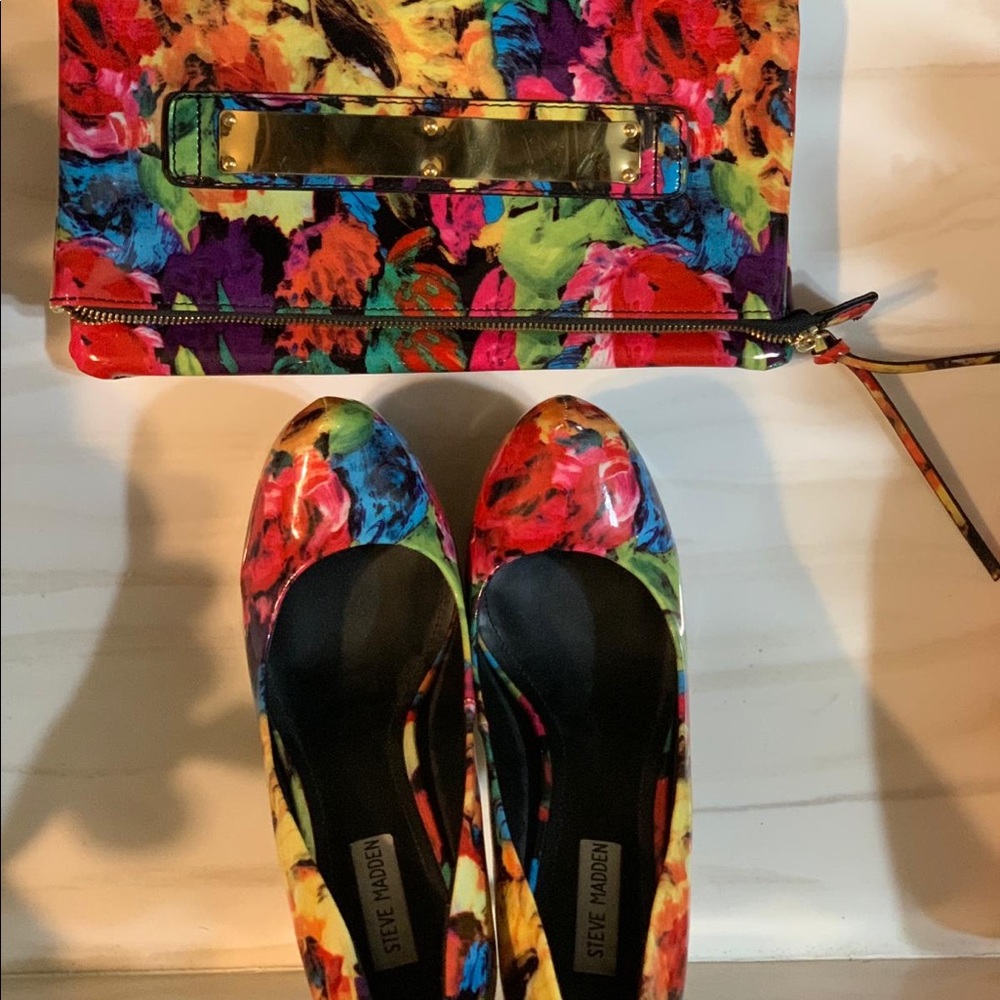 Multicolored Steve Madden Matching Shoe And Purse - image 2